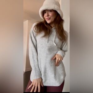 GAP maternity Light Gray Knit Hoodie Sweater
